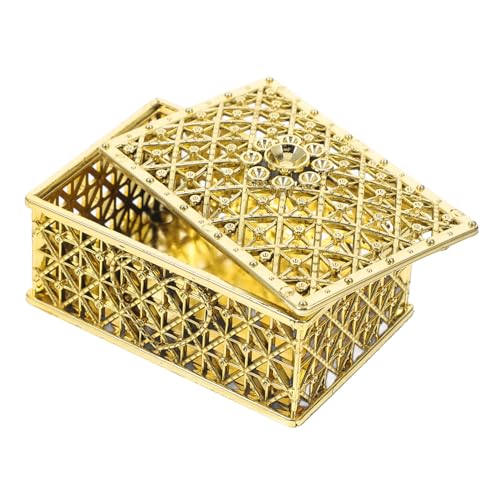 KITANDOVE Vintage Goldene Schmuckschatulle Rechteckige Dekorative Aufbewahrungsbox für Schmuck und für Ringe Ohrringe und Andenken von KITANDOVE
