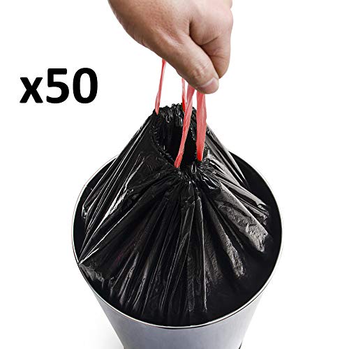 KITCHEN MOVE 5 x SACPOU50 Beutel für hohe Mülltonnen, 50 l, mit Schiebeband, sehr robust, Schwarz, Ø55 x H 86 cm von KITCHEN MOVE