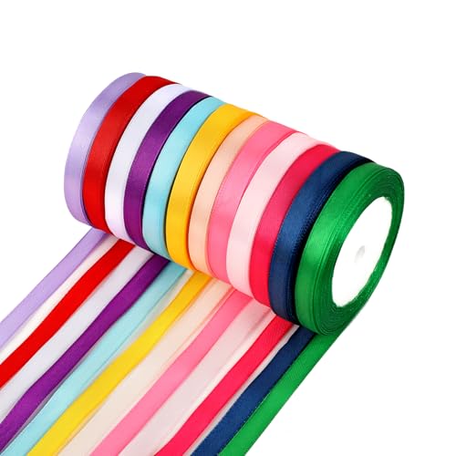 12 Farben Geschenkband - 10mm x 22m Polyester Satinband, Schleifenband, Dekoband Stoffband Set, für DIY Basteln, Hochzeitsdeko und Geschenkverpackungen 12 Farben Geschenkband - 10mm x 22m Polyester Satinband, Schleifenband, Dekoband Stoffband Set, für DIY Basteln, Hochzeitsdeko und Geschenkverpackungen von KITDAHOM