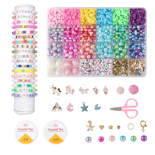 1487 + Perlen für armbänder - Armbänder selber machen - 24 Farben Alphabet Perlen Set - geeignet für Schmuckherstellung für Kinder und Erwachsene von KITDAHOM