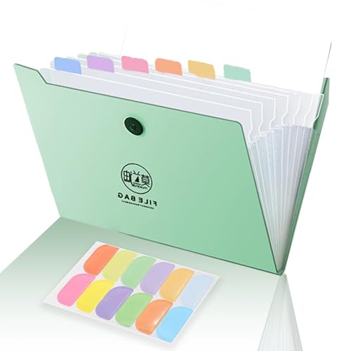 Fächermappe A4 - Fächermappe - Sammelmappe A4 - Dokumentenmappe mit 12 Fächern - idealer Dokumenten-Organizer für Büro - Zuhause und Schule (Hellgrün) von KITDAHOM