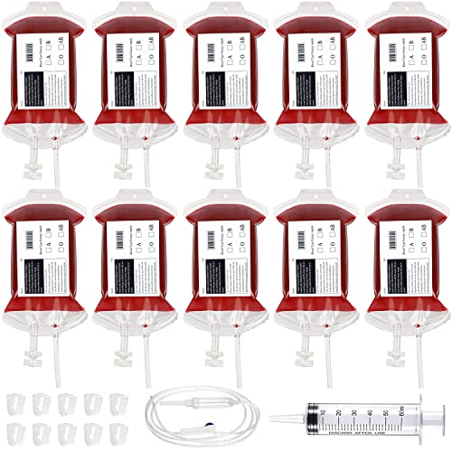 10 Stück Blutbeutel für Getränke, Halloween-Party, wiederverwendbare Blutbeutel Getränkebehälter mit Infusionsschlauch Spritze Clips Blutart Aufkleber für Halloween, Zombie-Party (10 Pack Blutbeutel) 10 Stück Blutbeutel für Getränke, Halloween-Party, wiederverwendbare Blutbeutel Getränkebehälter mit Infusionsschlauch Spritze Clips Blutart Aufkleber für Halloween, Zombie-Party (10 Pack Blutbeutel) von KITRDOOR