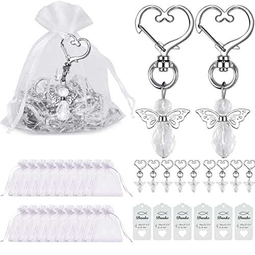 Gastgeschenk Taufe, 30 Stück Schutzengel Anhänger, Schutzengel Schlüsselanhänger + Kraftpapier + Organza Beutel für Weihnachten Hochzeit Gastgeschenke Kommunion Dankeschön Geschenke Jugendweihe Deko von KITRDOOR