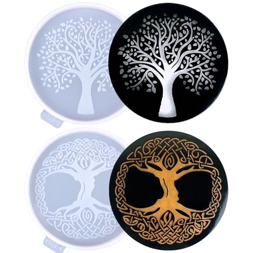 KIUMODIY 2 Stück Baum des Lebens Untersetzer Silikonformen, Baum des Lebens Epoxidharz Gießform für Getränkeuntersetzer, Tassenmatten, Heimdekoration, handgemachtes Handwerk KIUMODIY 2 Stück Baum des Lebens Untersetzer Silikonformen, Baum des Lebens Epoxidharz Gießform für Getränkeuntersetzer, Tassenmatten, Heimdekoration, handgemachtes Handwerk von KIUMODIY
