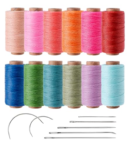 KIVISIN 12 farbige Rollen, wachsbeschichtete Schnüre, 0,55 mm, rund, gewachst, je 70 m, Polyesterschnur für Ledernähen, Basteln, Armbänder, Flechten, Perlenstickerei und Handnähte KIVISIN 12 farbige Rollen, wachsbeschichtete Schnüre, 0,55 mm, rund, gewachst, je 70 m, Polyesterschnur für Ledernähen, Basteln, Armbänder, Flechten, Perlenstickerei und Handnähte von KIVISIN