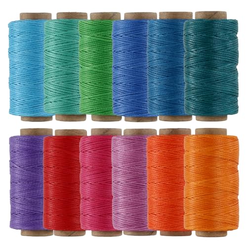 KIVISIN Gewachste 210D-Polyesterschnur, flach, 1 mm breit, 45 Meter/Spule, 12 leuchtende Farben, wachsbeschichtetes Garn für Lederprojekte, Polster, Nähen, Basteln, Buchbinden, Armbänder und KIVISIN Gewachste 210D-Polyesterschnur, flach, 1 mm breit, 45 Meter/Spule, 12 leuchtende Farben, wachsbeschichtetes Garn für Lederprojekte, Polster, Nähen, Basteln, Buchbinden, Armbänder und von KIVISIN