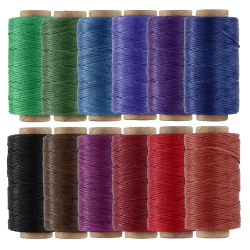 KIVISIN Gewachste Schnur, flach, 1 mm, 210D, 45 Meter/Spule, Wachs-Polyesterfaden für Leder, Polster, Nähen, Perlen, Buchbindung, Makramee, Korbweben und Schmuckherstellung, 12 Stück KIVISIN Gewachste Schnur, flach, 1 mm, 210D, 45 Meter/Spule, Wachs-Polyesterfaden für Leder, Polster, Nähen, Perlen, Buchbindung, Makramee, Korbweben und Schmuckherstellung, 12 Stück von KIVISIN