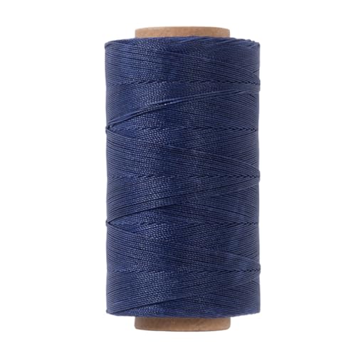 KIVISIN Rundes gewachstes Polyestergarn, 0,55 mm, 400 m, dunkelblau, steife, 3-lagige Lederwachsschnur zum Nähen, Perlensticken, Knoten, Buchbinden, Polster, Makramee-Schmuck und Armbänder von KIVISIN
