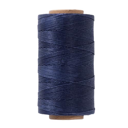 KIVISIN Strapazierfähiges, rundes gewachstes Garn, 0,8 mm, 218 Meter, dunkelblau, gebondet, dicke Polyester-Wachsbeschichtung für Ledernähen, Polster, Schlaggarn, Korbweben und Makramee-Herstellung von KIVISIN