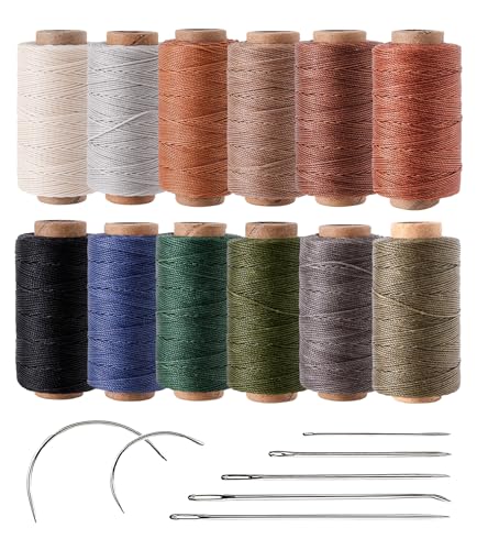 Kivisin 12 gebundenes Polyester-Garn, gewachst, 3-lagig, rund, 0,55 mm dick, 76 Meter Spule, wachsbeschichtete Schnur, dünne Schnur für Lederpolster, Nähen, Buchbinden, Perlenstickerei, Reparatur oder Kivisin 12 gebundenes Polyester-Garn, gewachst, 3-lagig, rund, 0,55 mm dick, 76 Meter Spule, wachsbeschichtete Schnur, dünne Schnur für Lederpolster, Nähen, Buchbinden, Perlenstickerei, Reparatur oder von KIVISIN