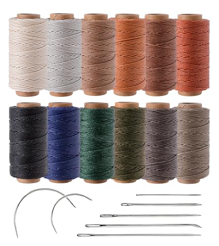 Kivisin Gewachstes Ledergarn in 12 klassischen Farben, 0,8 mm, 30 m/Spule, rund, Wachs-Polyesterschnur, Stärkefaden-Set für Leder/Leinwand/Denim, Polsterreparatur, Nähen und Buchbinden Kivisin Gewachstes Ledergarn in 12 klassischen Farben, 0,8 mm, 30 m/Spule, rund, Wachs-Polyesterschnur, Stärkefaden-Set für Leder/Leinwand/Denim, Polsterreparatur, Nähen und Buchbinden von KIVISIN