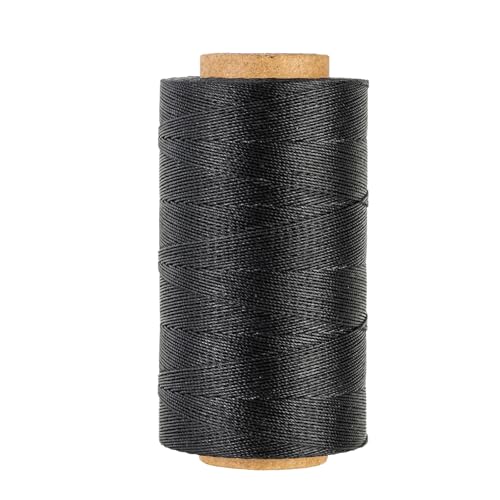 Rundes gewachstes Polyestergarn, 0,55 mm, hochfeste Wachsschnur, 400 m, steife Nähschnur für Lederhandwerk, Nähte, Buchbinden, Armbänder und Makramee-Schmuckherstellung, Schwarz Rundes gewachstes Polyestergarn, 0,55 mm, hochfeste Wachsschnur, 400 m, steife Nähschnur für Lederhandwerk, Nähte, Buchbinden, Armbänder und Makramee-Schmuckherstellung, Schwarz von KIVISIN