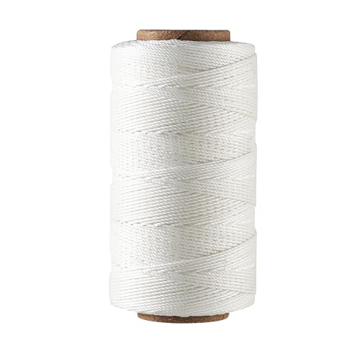 Stark gebundenes, rundes gewachstes Garn, wachsbeschichtete Polyesterschnur, 0,8 mm, 190 m, für strapazierfähigen Stoff, Ledernähen, Buchbinden, Polsterreparatur, Korbflechten und Makramee, Weiß Stark gebundenes, rundes gewachstes Garn, wachsbeschichtete Polyesterschnur, 0,8 mm, 190 m, für strapazierfähigen Stoff, Ledernähen, Buchbinden, Polsterreparatur, Korbflechten und Makramee, Weiß von KIVISIN