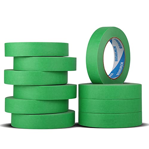 KIWIHUB 10 Rollen grünes Klebeband, 2,5 cm x 55,4 m (insgesamt 600 m) – Klebeband zum Malen, Etikettieren, Basteln, Dekoration und Schulprojekte von KIWIHUB