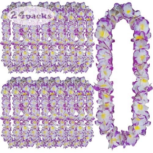 24 Stück verdickte hawaiianische Leis Bulk, Mardi Gras Leis Zubehör Tropische Blume Lila Lei für Luau Teil, Blumengirlande Hula-Tanz Karneval Leis Kostüm Halskette Strand Pool Parade Party Favors 24 Stück verdickte hawaiianische Leis Bulk, Mardi Gras Leis Zubehör Tropische Blume Lila Lei für Luau Teil, Blumengirlande Hula-Tanz Karneval Leis Kostüm Halskette Strand Pool Parade Party Favors von KIWILEPI