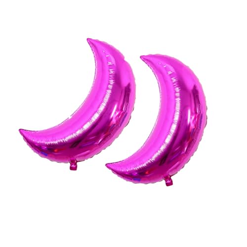 KIXZSAZ 2 Stück Partydekorationen Einjähriges Baby Hauszubehör Mondförmige Atmosphäre Anordnung Elastischer Ballon für Babyparty, Rosenrot von KIXZSAZ