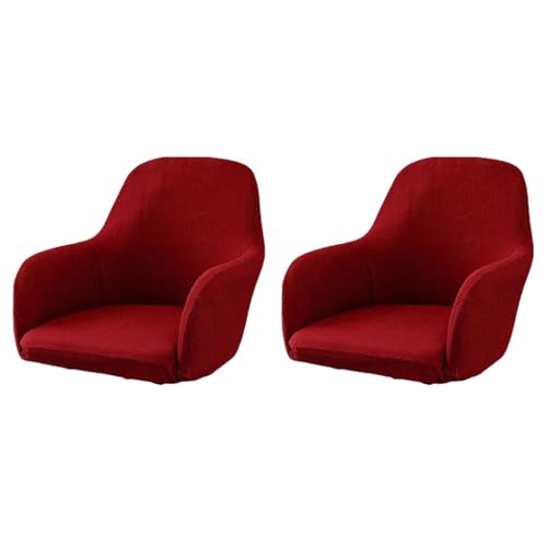 KIXZSAZ 2 teilige Esszimmersessel mit Stretch Stuhlbezügen, einfache Installation und Wartung, Polyester, flexibel und elastisch , Weinrot von KIXZSAZ