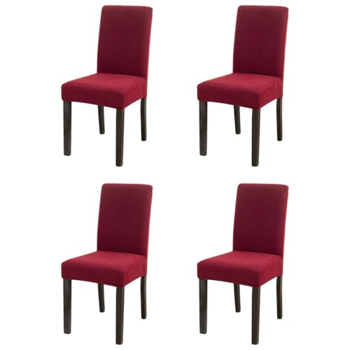 KIXZSAZ 4 paket/los Stuhl Abdeckung Für Hause Staubdicht Und Atmungsaktiv Verbessert Stühle Aussehen Plüsch Moderne Stuhl Abdeckung Stuhl Abdeckungen , Weinrot von KIXZSAZ