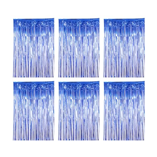 KIXZSAZ 6 Stück Party Hintergrund Metallic Lametta Vorhang Geburtstag Halloween Hochzeit Dekoration Requisiten Drapieren Favor Supplies, Blau KIXZSAZ 6 Stück Party Hintergrund Metallic Lametta Vorhang Geburtstag Halloween Hochzeit Dekoration Requisiten Drapieren Favor Supplies, Blau von KIXZSAZ