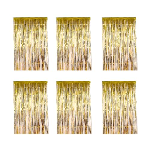 KIXZSAZ 6 Stück Party Hintergrund Metallic Lametta Vorhang Geburtstag Halloween Hochzeit Dekoration Requisiten Drapieren Favor Supplies, Gold KIXZSAZ 6 Stück Party Hintergrund Metallic Lametta Vorhang Geburtstag Halloween Hochzeit Dekoration Requisiten Drapieren Favor Supplies, Gold von KIXZSAZ