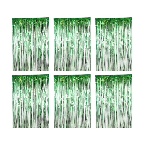 KIXZSAZ 6 Stück Party Hintergrund Metallic Lametta Vorhang Geburtstag Halloween Hochzeit Dekoration Requisiten Drapieren Favor Supplies, Grün KIXZSAZ 6 Stück Party Hintergrund Metallic Lametta Vorhang Geburtstag Halloween Hochzeit Dekoration Requisiten Drapieren Favor Supplies, Grün von KIXZSAZ