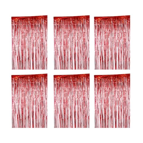 KIXZSAZ 6 Stück Party Hintergrund Metallic Lametta Vorhang Geburtstag Halloween Hochzeit Dekoration Requisiten Drapieren Favor Supplies, Rot KIXZSAZ 6 Stück Party Hintergrund Metallic Lametta Vorhang Geburtstag Halloween Hochzeit Dekoration Requisiten Drapieren Favor Supplies, Rot von KIXZSAZ