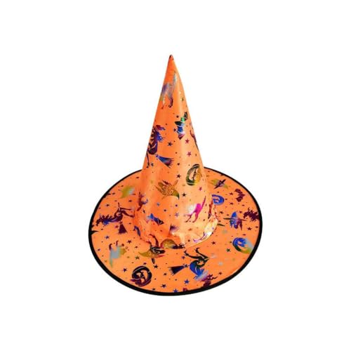 KIXZSAZ Atmungsaktive, hautfreundliche Kinderkappen Zauberer Maskerade Hexenhut Halloween Party Cosplay Zubehör Requisiten Kleid Ornamente, Orange KIXZSAZ Atmungsaktive, hautfreundliche Kinderkappen Zauberer Maskerade Hexenhut Halloween Party Cosplay Zubehör Requisiten Kleid Ornamente, Orange von KIXZSAZ