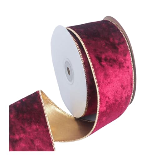 KIXZSAZ Breites Samtband Rot Weihnachtsbaum Dekoration DIY Bastelschleife Polyester Rotes Band für Weihnachtsbaum Rotes Samtband, D von KIXZSAZ