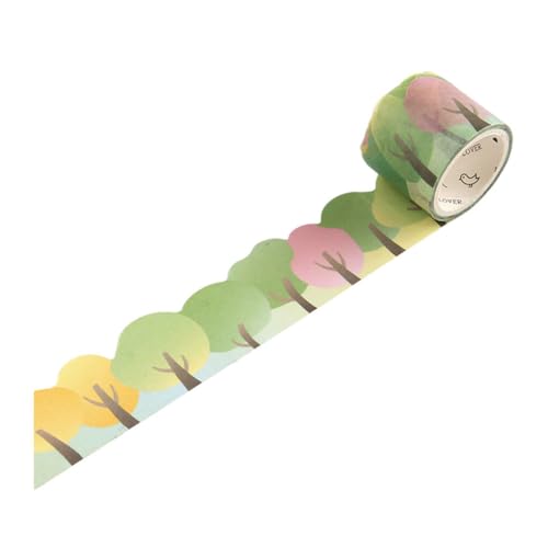 KIXZSAZ Dekoratives Klebeband Set, einfach anzubringen und wasserfest, um DIY Projekten Farbe zu verleihen. Papier Regenbogen Blumen Straßen Wolken Aufkleber, Wald von KIXZSAZ