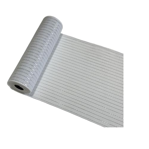 KIXZSAZ Folien Deko Netzband, glänzend, für auffällige Kränze, Polyester, weißes Weihnachtsbaumband, weihnachtliches Netzband, A, 26cm von KIXZSAZ