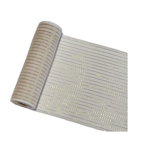 KIXZSAZ Folien Deko Netzband, glänzend, für auffällige Kränze, Polyester, weißes Weihnachtsbaumband, weihnachtliches Netzband, B, 26cm von KIXZSAZ