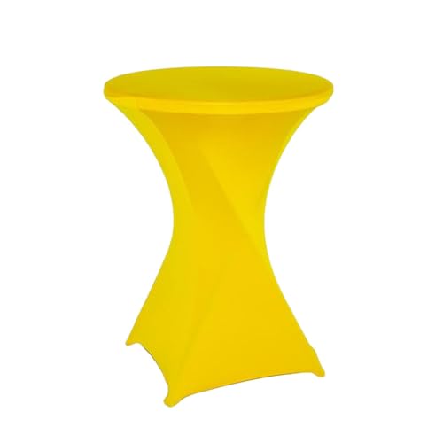 KIXZSAZ Leicht waschbare Stretch Tischdecke für hohe Tischdecken, schmutzabweisend, umweltfreundlich, pflegeleicht, runde Tischdecke aus Polyester Stretch, Gelb von KIXZSAZ