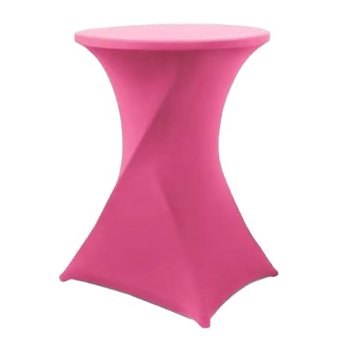 KIXZSAZ Leicht waschbare Stretch Tischdecke für hohe Tischdecken, schmutzabweisend, umweltfreundlich, pflegeleicht, runde Tischdecke aus Polyester Stretch, Rosenrot von KIXZSAZ