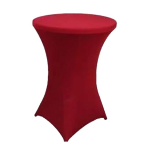 KIXZSAZ Leicht waschbare Stretch Tischdecke für hohe Tischdecken, schmutzabweisend, umweltfreundlich, pflegeleicht, runde Tischdecke aus Polyester Stretch, Rot von KIXZSAZ
