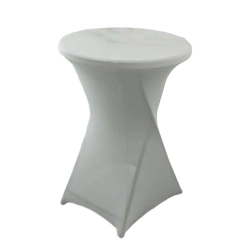 KIXZSAZ Leicht waschbare Stretch Tischdecke für hohe Tischdecken, schmutzabweisend, umweltfreundlich, pflegeleicht, runde Tischdecke aus Polyester Stretch, Silber von KIXZSAZ