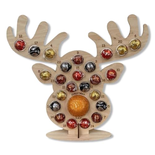 KIXZSAZ Rustikaler Weihnachtsrahmen aus Holz, Adventskalender, DIY, nachfüllbar, unvollendet, Schokoladenregal, Schreibtisch, Miniaturkunst, Kindergeschenk, Nr.02 von KIXZSAZ
