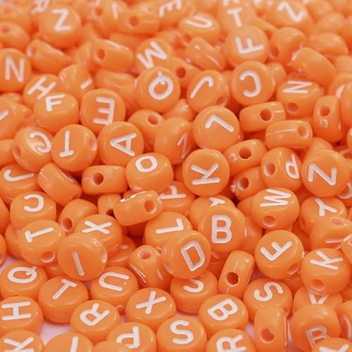 100/200/300 Stück Acryl-Buchstabenperlen, rund, flach, Alphabet, lose Abstandshalter, Schmuckperlen für die Herstellung von handgefertigten Armbändern, Ringen, Ohrringen, orange, 100 Stück 100/200/300 Stück Acryl-Buchstabenperlen, rund, flach, Alphabet, lose Abstandshalter, Schmuckperlen für die Herstellung von handgefertigten Armbändern, Ringen, Ohrringen, orange, 100 Stück von KIYANSH