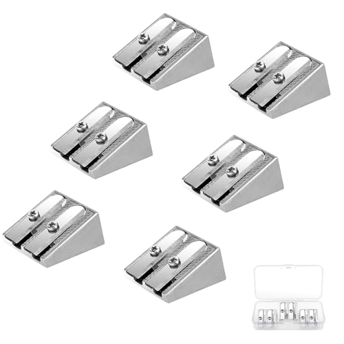 Anspitzer,Bleistiftspitzer,Spitzer Klein Doppelloch,Spitzer Dicke Und Dünne Stifte, 6 Stück Metall Bleistiftspitzer,Schulanfang Geschenke,Anspitzer Dicke Stifte,Bleistiftanspitzer für Schulen,Klassenz von KIYFXA