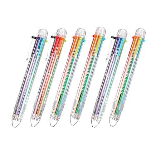 Lehrer Geschenk, Mehrfarbiger Kugelschreiber, Druckkugelschreiber, 6 Stück Kugelschreiber Bunt, 6 Farben 6 In 1 Kugelschreiber Set Multicolor Stifte 0.5mm für Krankenschwestern, Büro, Studenten von KIYFXA