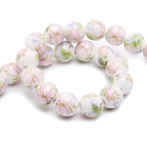 KIZAMI Runde kleine Florale Trennperlen, 60 Stück, 14/12/8/6 mm, Keramikperlen für Schmuckherstellung, Halsketten, Armbänder, lose Perlen, Basteln KIZAMI Runde kleine Florale Trennperlen, 60 Stück, 14/12/8/6 mm, Keramikperlen für Schmuckherstellung, Halsketten, Armbänder, lose Perlen, Basteln von KIZAMI
