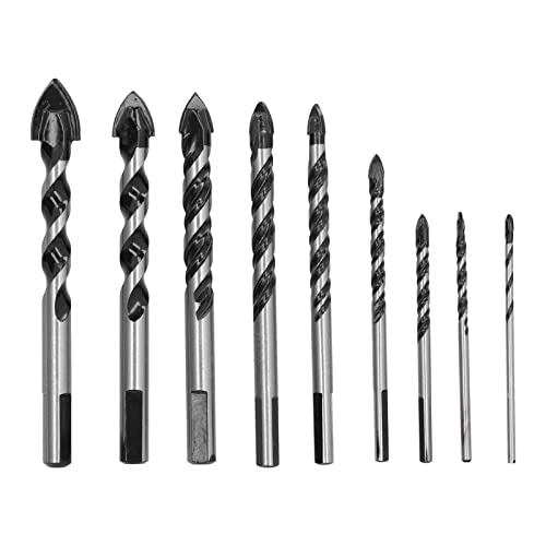 7 Stück Mauerwerk-Bohrer Set, Beton bohrer, Bohrers atz, Zementiertes Karbid-Einzel-/Doppelflöten-Loch-Bohr werkzeuge für Fliesen, Glas, Keramik, für DIY-Enthusiasten (9 Pcs Set) von KJAOYU