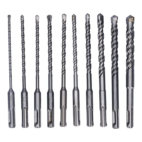 SDS Plus Drill Bit Set, Carbide Tipped, Masonry Drill Bit Set - Carbide Tip Revolving Hammer Tool for Concrete Drilling, 160mm Long with Multiple Diameter Options (4-14mm) von KJAOYU