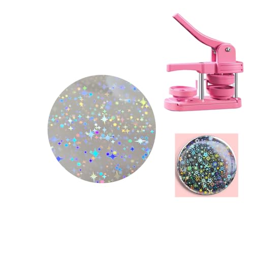 KJArrow Button Maker Supplies holografische Papier-Kunststofffolie für 58 mm, Knopfmacher-Zubehör, 200 Stück, glänzende Laminatblätter, Abzeichennadeln, glitzerndes Papier, 7,9 cm, große Sterne KJArrow Button Maker Supplies holografische Papier-Kunststofffolie für 58 mm, Knopfmacher-Zubehör, 200 Stück, glänzende Laminatblätter, Abzeichennadeln, glitzerndes Papier, 7,9 cm, große Sterne von KJArrow