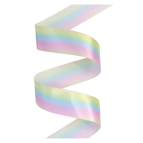 KJBDQQH Schleife 10/50/100 Yards 38mm Farbverlauf Regenbogen bedrucktes Satinband for Basteln, Verpacken, Geburtstagsfeier, Dekoration, DIY Haarschleifen(Color2,100Yards) von KJBDQQH