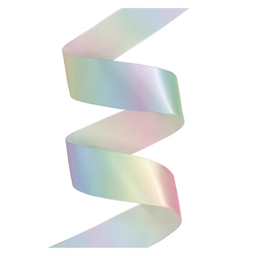 KJBDQQH Schleife 10/50/100 Yards 38mm Farbverlauf Regenbogen bedrucktes Satinband for Basteln, Verpacken, Geburtstagsfeier, Dekoration, DIY Haarschleifen(Color4,100Yards) von KJBDQQH