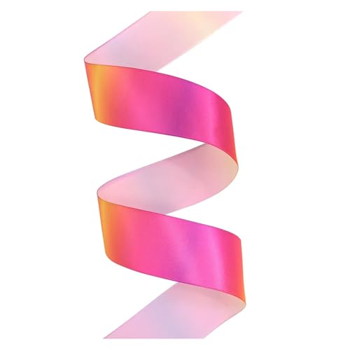 KJBDQQH Schleife 10/50/100 Yards 38mm Farbverlauf Regenbogen bedrucktes Satinband for Basteln, Verpacken, Geburtstagsfeier, Dekoration, DIY Haarschleifen(Color6,100Yards) von KJBDQQH