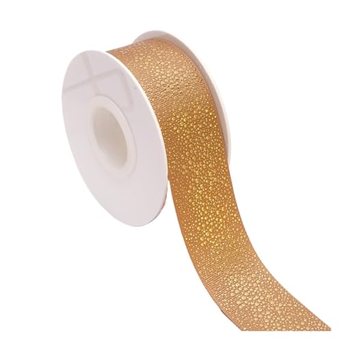 KJBDQQH Schleife 10/50 Yards 38 mm 1,5 Zoll Goldfolie Blumen Bedruckte Ripsbänder DIY handgefertigte Materialien(Gold,38mm 50yards) von KJBDQQH