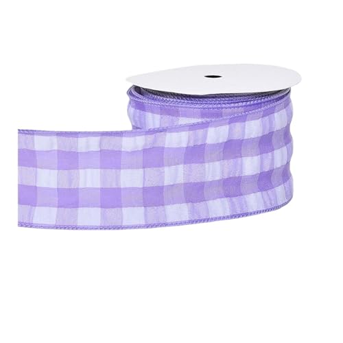 KJBDQQH Schleife 10 Yards/Rolle 63,0 mm Karierte Bänder mit Drahtrand for Bastelarbeiten, Schleifen, handgefertigte Wickelpartys, Weihnachtsdekoration(Purple) von KJBDQQH