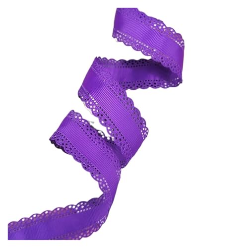 KJBDQQH Schleife 10 Yards 3 cm 1,25 Zoll ausgehöhltes Grosgrain-Spitzenrippenband Blümchenband DIY Schleife Halskette Hochzeit Geburtstag Kuchen Verpackung Dekor(Purple) von KJBDQQH