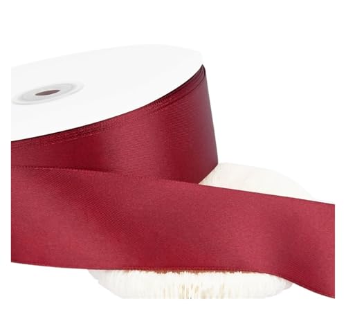 KJBDQQH Schleife 100 Yards/Rolle weinrote Bänder for Basteln Schleife Knoten Rose Blume DIY handgemachte Verpackung Weihnachten Hochzeit Dekoration Band(4cm) von KJBDQQH